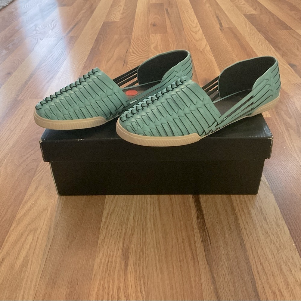 Women's Turquoise Woven Slip-On Shoes